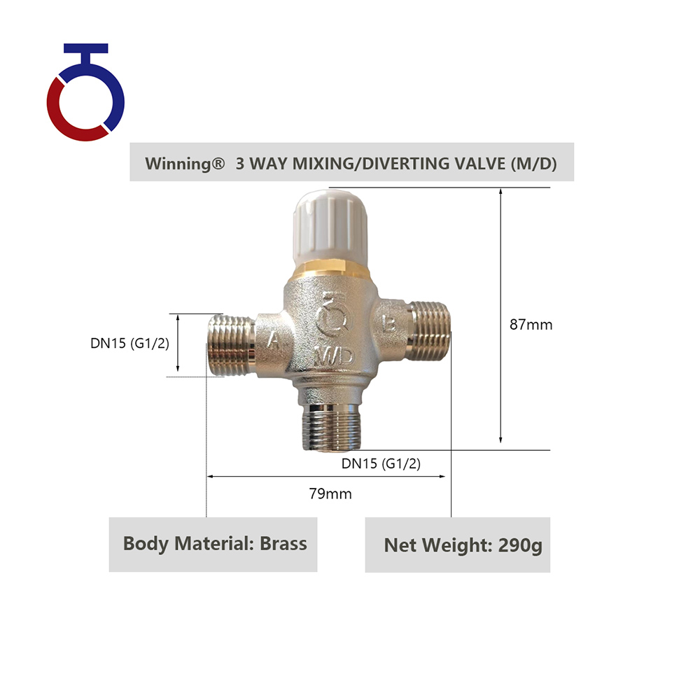 DN15MD45/37 3 Way Mixing Diverting Thermostatic Valve - Image 2